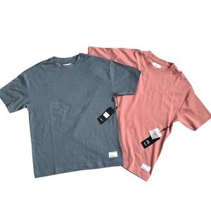 Men's Short Sleeve T-Shirt Crew Neck in Dusty Blue and Rose - Casual Essentials